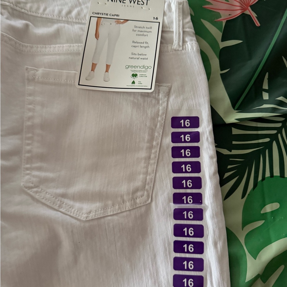 New Nine West Jeans White Denim Chrystie Capri 16 NWT - Picture 6 of 7